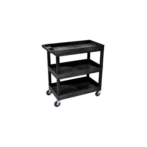 Luxor Luxor Plastic Utility Cart w/3 Shelves, 400 lb. Capacity, 35-1/4"L x 18"W x 36-1/4"H, Black EC111-B - main